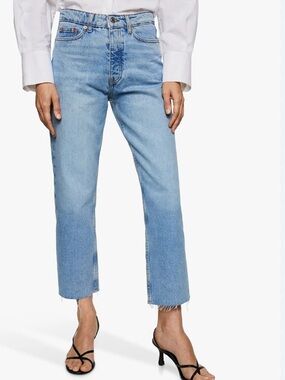 Mango Havana Cropped Straight Denim | Size 2